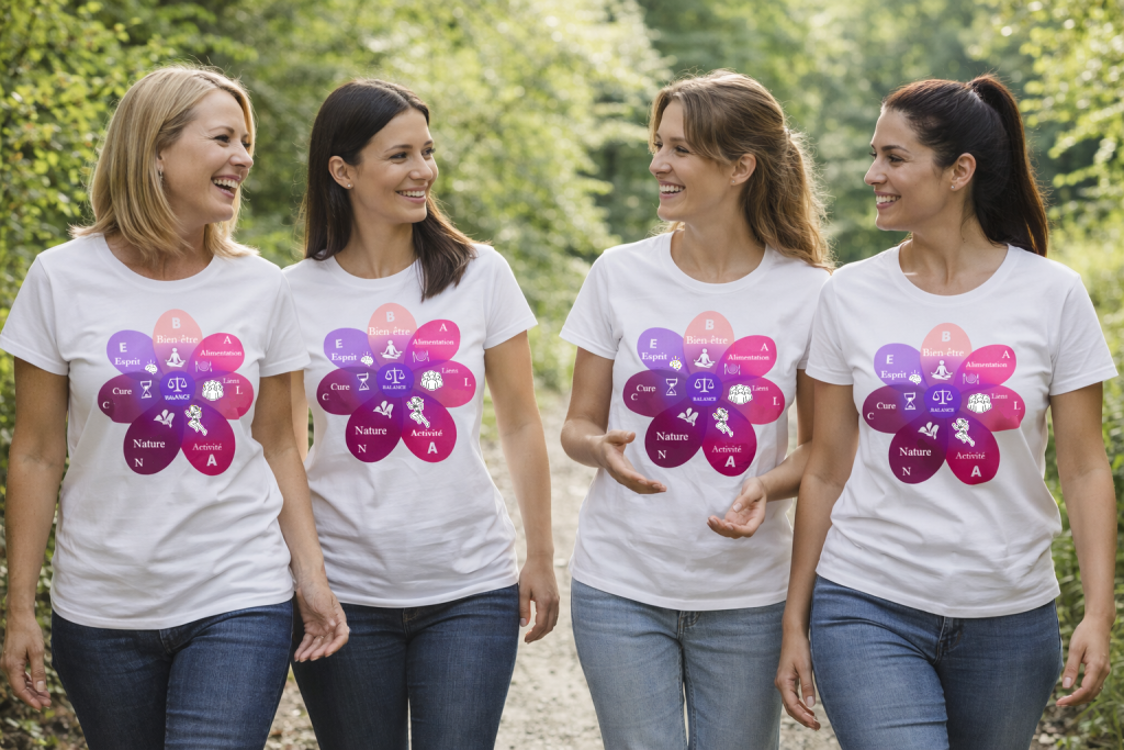 groupe de femmes marchant dans la nature, lien social et accompagnement collectif du programme BALANCE