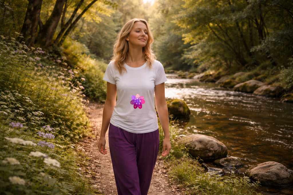 femme dans la nature bien-être équilibre respiration